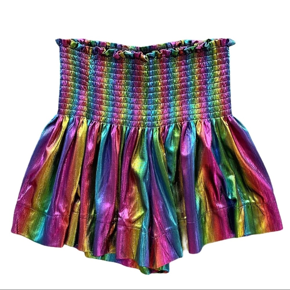 queen of sparkles rainbow metallic shorts